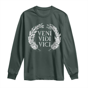 Julius Caesar Veni Vidi Vici Long Sleeve Shirt Latin Roman History TS09 Dark Forest Green Print Your Wear