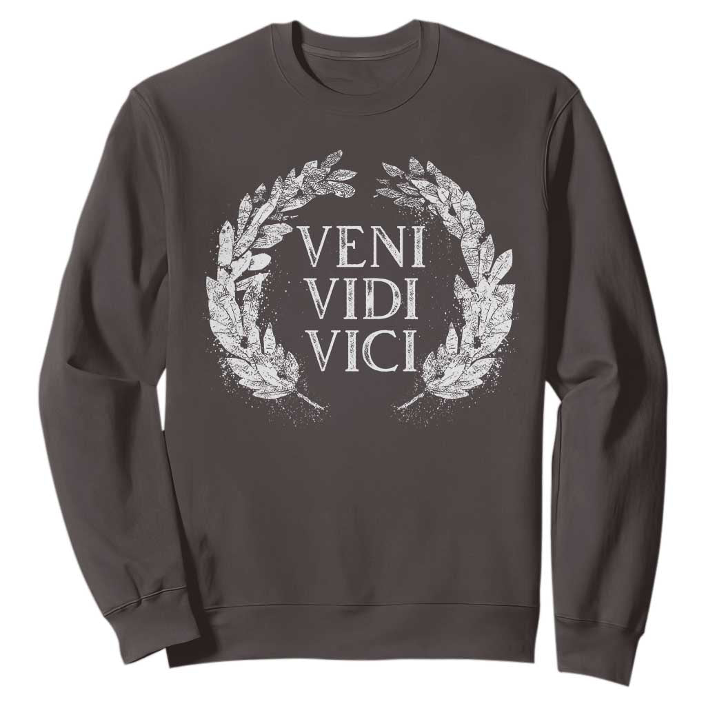 Julius Caesar Veni Vidi Vici Sweatshirt Latin Roman History TS09 Dark Chocolate Print Your Wear