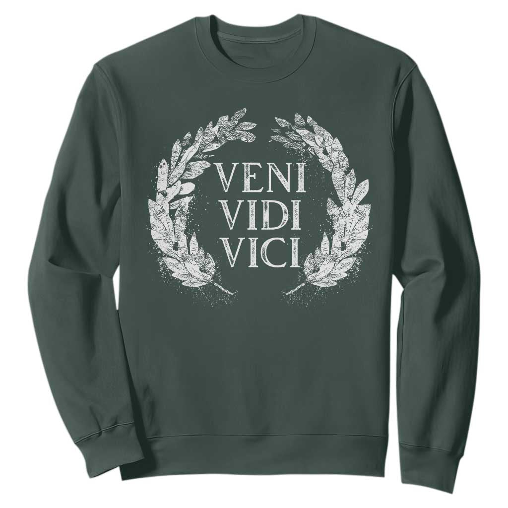 Julius Caesar Veni Vidi Vici Sweatshirt Latin Roman History TS09 Dark Forest Green Print Your Wear