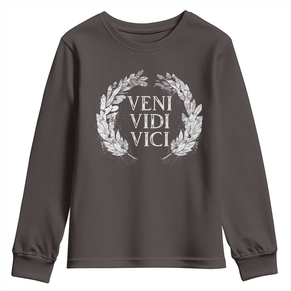 Julius Caesar Veni Vidi Vici Youth Sweatshirt Latin Roman History TS09 Dark Chocolate Print Your Wear