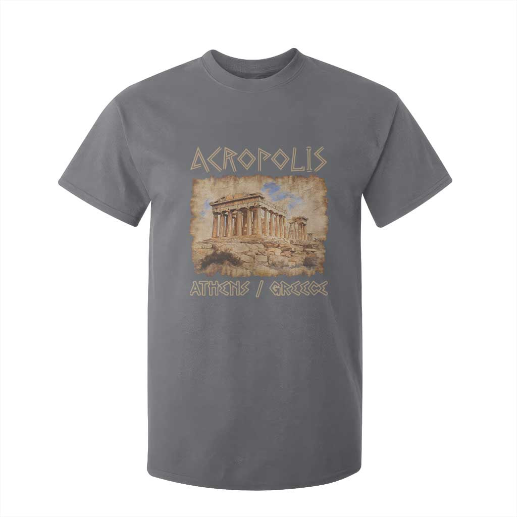 Acropolis Athens Greece Souvenir T Shirt For Kid - Greek Parthenon Youth Heritage Tee TS09 Charcoal Print Your Wear