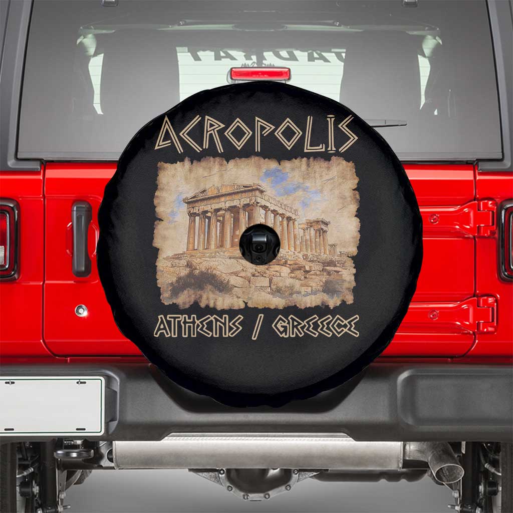 Acropolis Athens Greece Souvenir Greek Parthenon Spare Tire Cover TS09 Black Print Your Wear