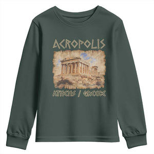 Acropolis Athens Greece Souvenir Greek Parthenon Youth Sweatshirt TS09 Dark Forest Green Print Your Wear