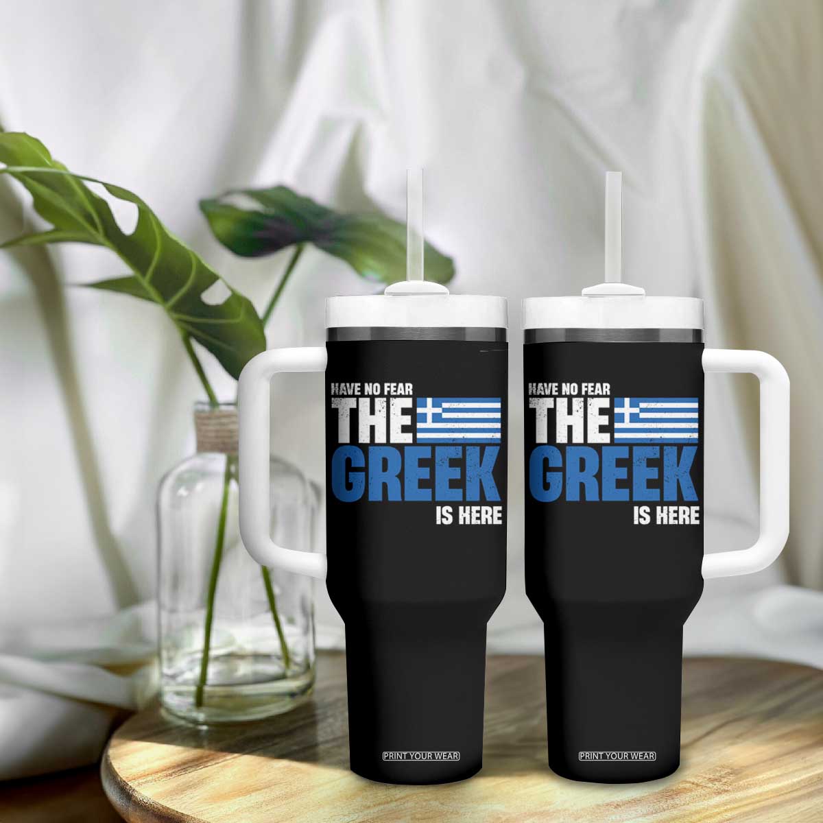 Proud Greece Tumbler With Handle Have No Fear The Greek Is Here TS09 Print Your Wear