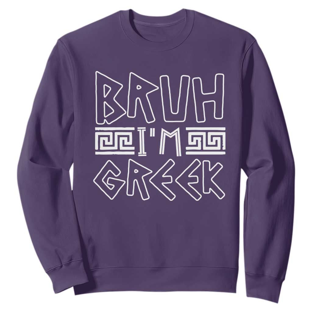 Proud Greece Sweatshirt Bruh I'm Greek TS09 Purple Print Your Wear