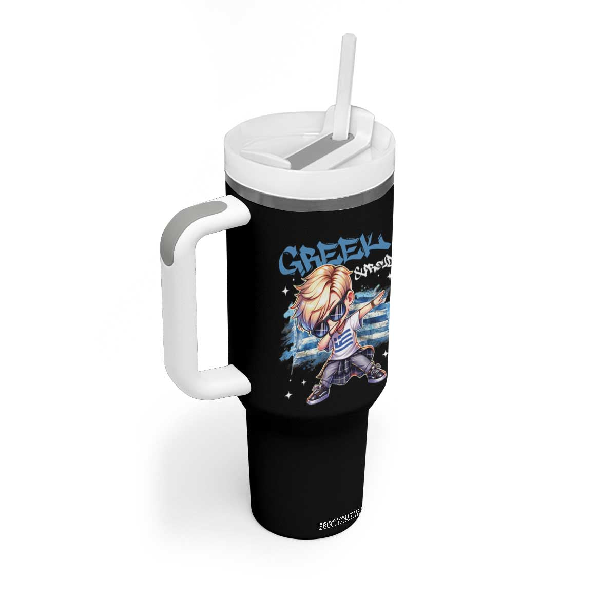 Funny Greek Boy Tumbler With Handle Greek And Proud Dabbing TS09 Print Your Wear