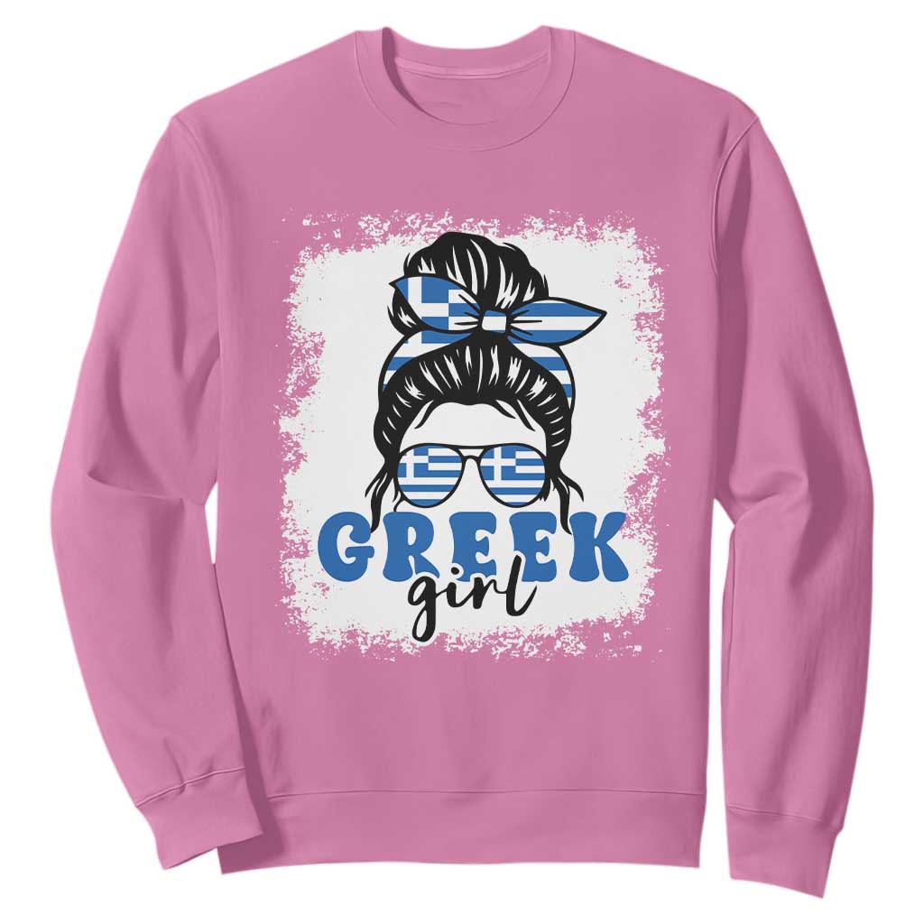 Greek Girl Pride Sweatshirt Proud Greece Messy Bun Girl TS09 Azalea Print Your Wear