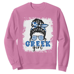 Greek Girl Pride Sweatshirt Proud Greece Messy Bun Girl TS09 Azalea Print Your Wear