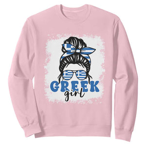 Greek Girl Pride Sweatshirt Proud Greece Messy Bun Girl TS09 Light Pink Print Your Wear
