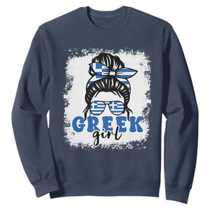 Greek Girl Pride Sweatshirt Proud Greece Messy Bun Girl TS09 Navy Print Your Wear