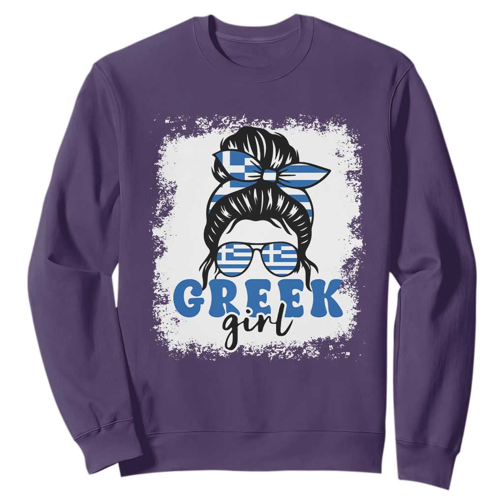 Greek Girl Pride Sweatshirt Proud Greece Messy Bun Girl TS09 Purple Print Your Wear