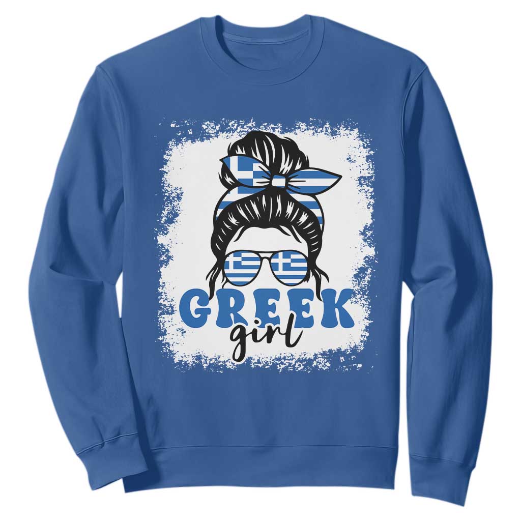 Greek Girl Pride Sweatshirt Proud Greece Messy Bun Girl TS09 Royal Blue Print Your Wear