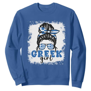 Greek Girl Pride Sweatshirt Proud Greece Messy Bun Girl TS09 Royal Blue Print Your Wear