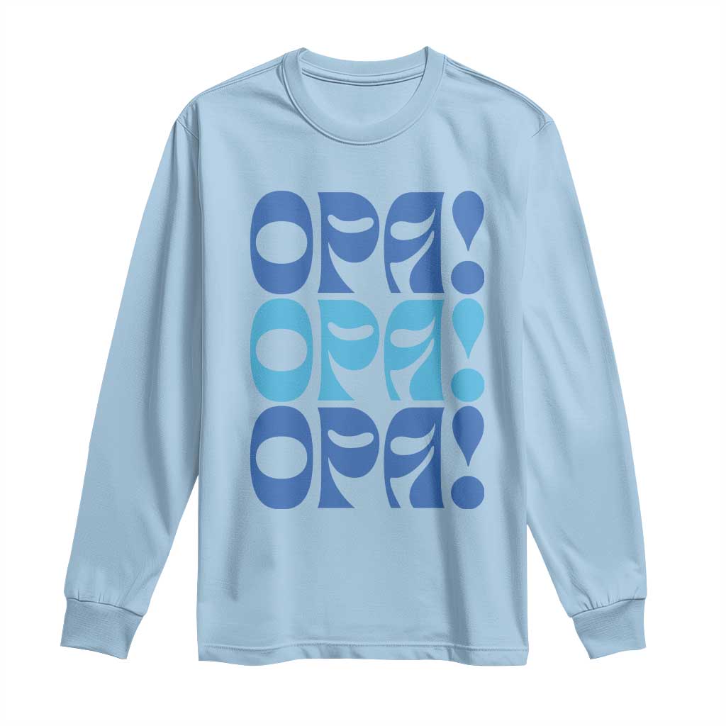 Greek Oops Opa Long Sleeve Shirt TS09 Light Blue Print Your Wear