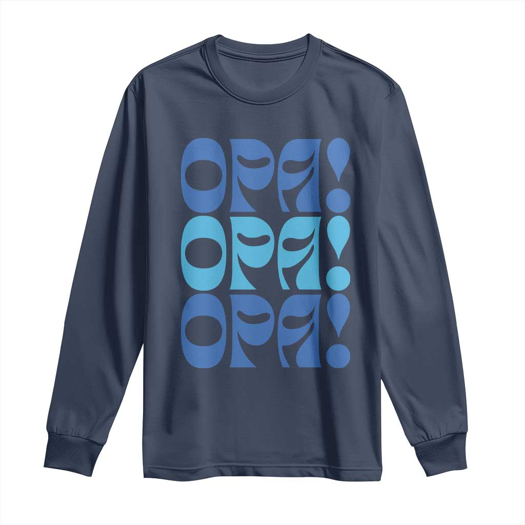 Greek Oops Opa Long Sleeve Shirt TS09 Navy Print Your Wear
