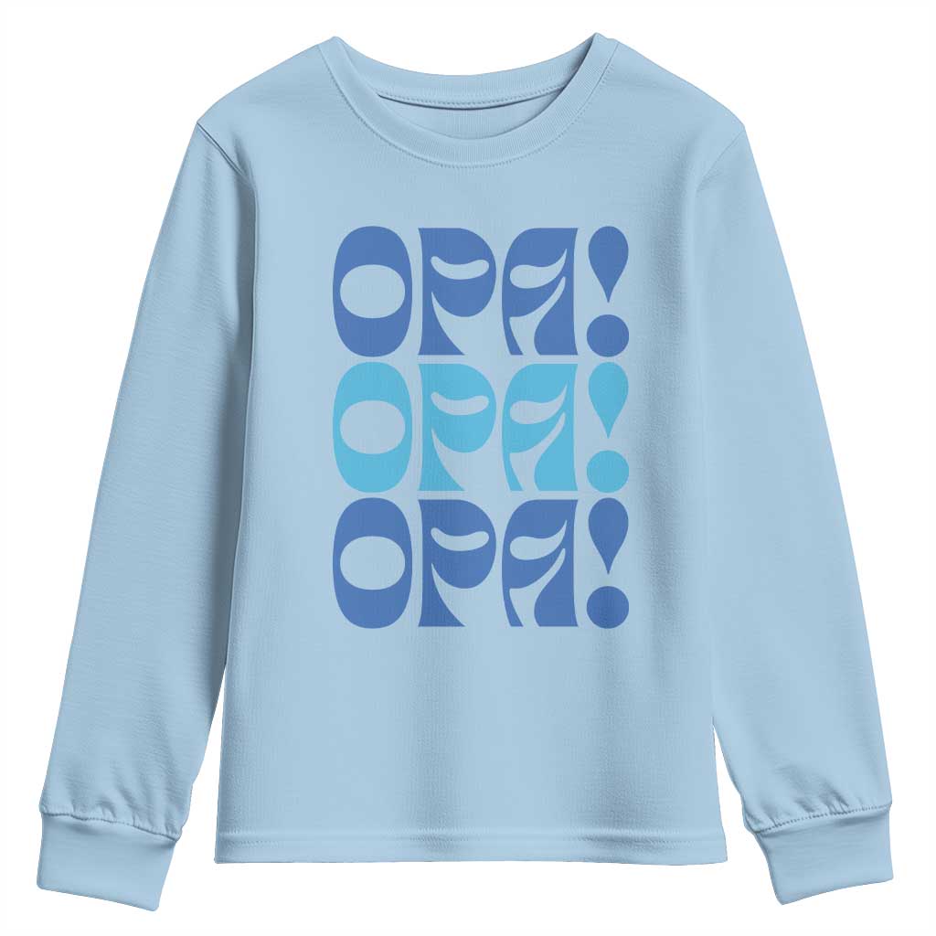 Greek Oops Opa Youth Sweatshirt TS09 Light Blue Print Your Wear