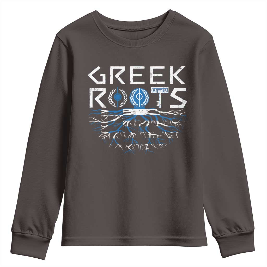 Greek Roots Pride Youth Sweatshirt TS09 Dark Chocolate Print Your Wear