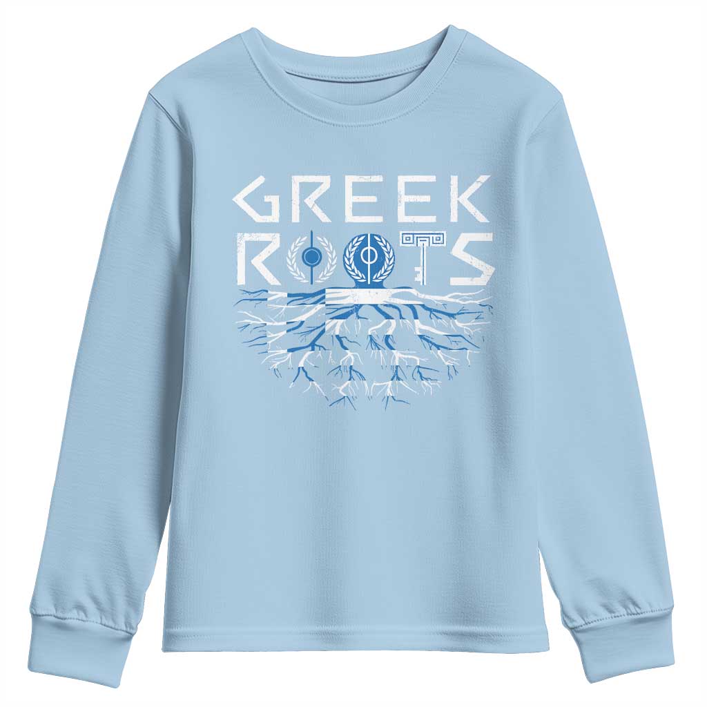 Greek Roots Pride Youth Sweatshirt TS09 Light Blue Print Your Wear