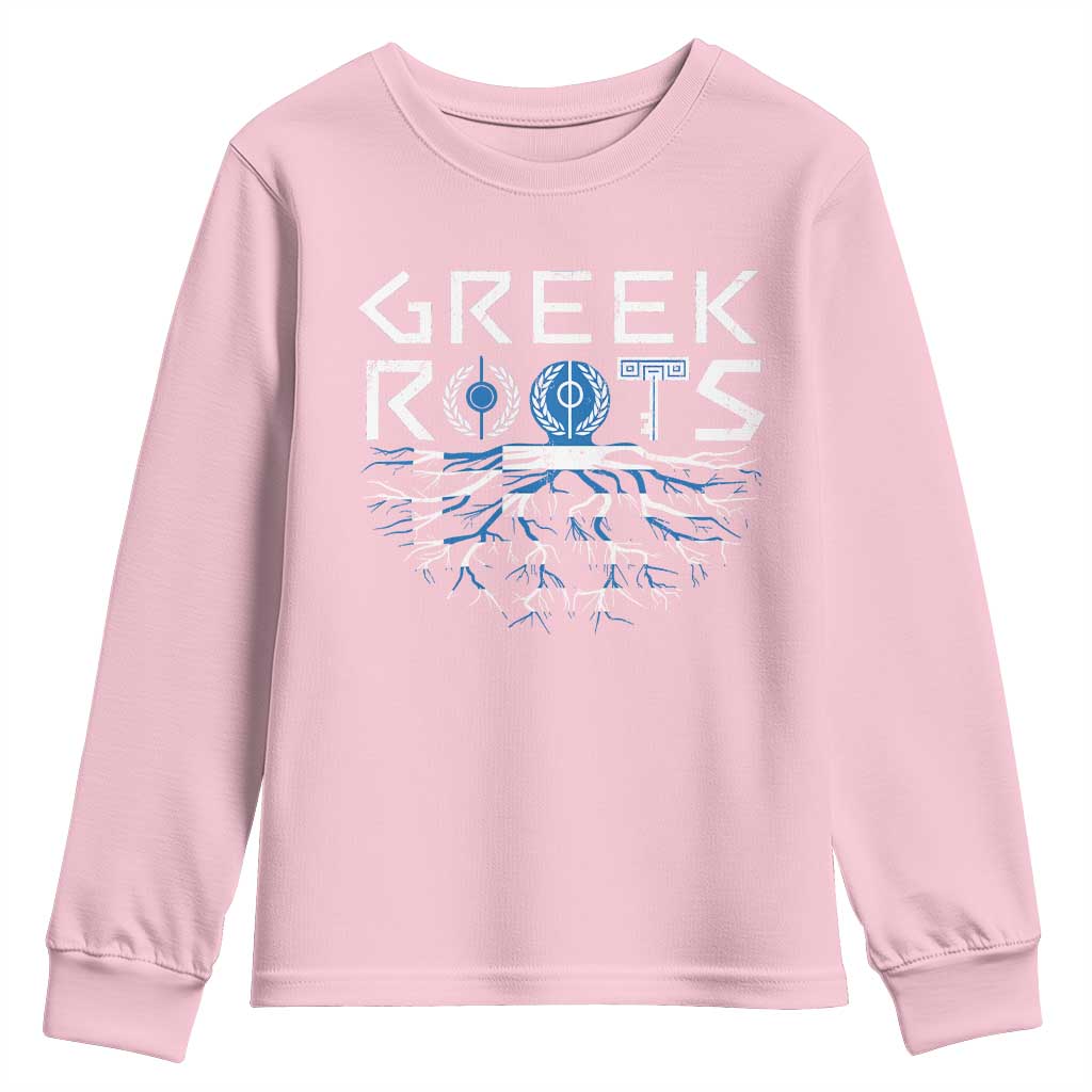 Greek Roots Pride Youth Sweatshirt TS09 Light Pink Print Your Wear