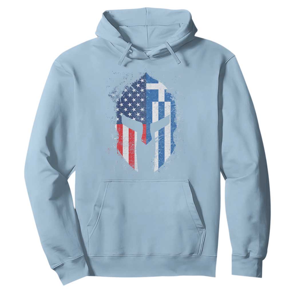 Greek American Pride Hoodie Greece Spartan Helmet TS09 Light Blue Print Your Wear