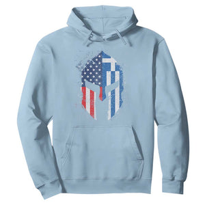 Greek American Pride Hoodie Greece Spartan Helmet TS09 Light Blue Print Your Wear