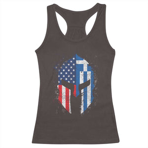 Greek American Pride Racerback Tank Top Greece Spartan Helmet TS09 Dark Chocolate Print Your Wear