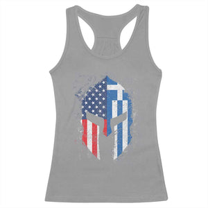 Greek American Pride Racerback Tank Top Greece Spartan Helmet TS09 Sport Gray Print Your Wear