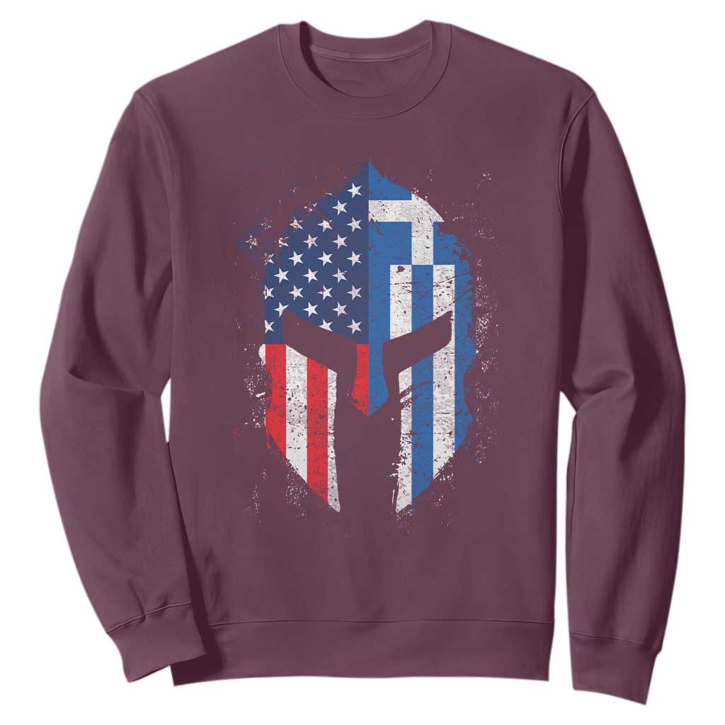 Greek American Pride Sweatshirt Greece Spartan Helmet TS09 Maroon Print Your Wear