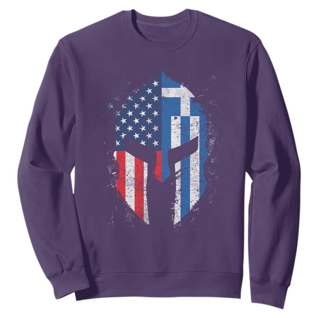 Greek American Pride Sweatshirt Greece Spartan Helmet TS09 Purple Print Your Wear