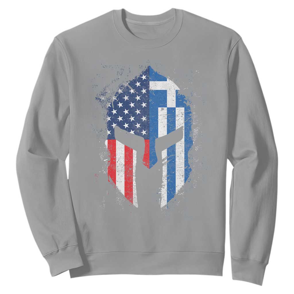 Greek American Pride Sweatshirt Greece Spartan Helmet TS09 Sport Gray Print Your Wear
