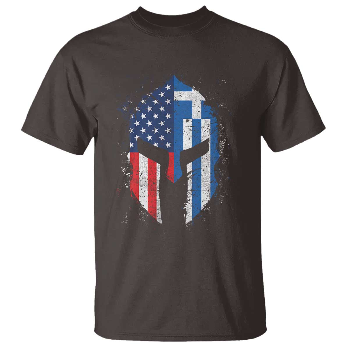 Greek American Pride T Shirt Greece Spartan Helmet TS09 Dark Chocolate Print Your Wear