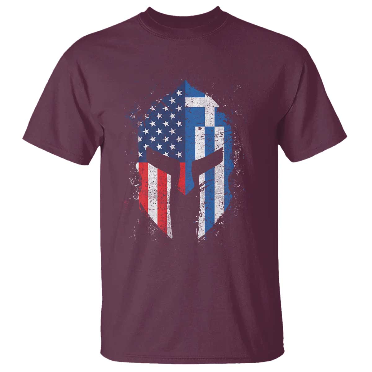 Greek American Pride T Shirt Greece Spartan Helmet TS09 Maroon Print Your Wear