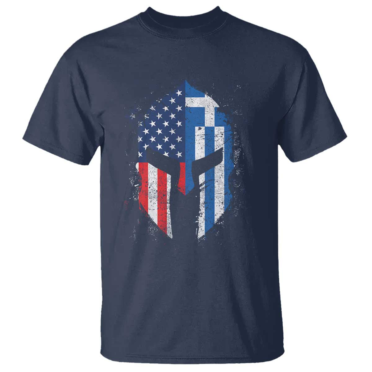 Greek American Pride T Shirt Greece Spartan Helmet TS09 Navy Print Your Wear
