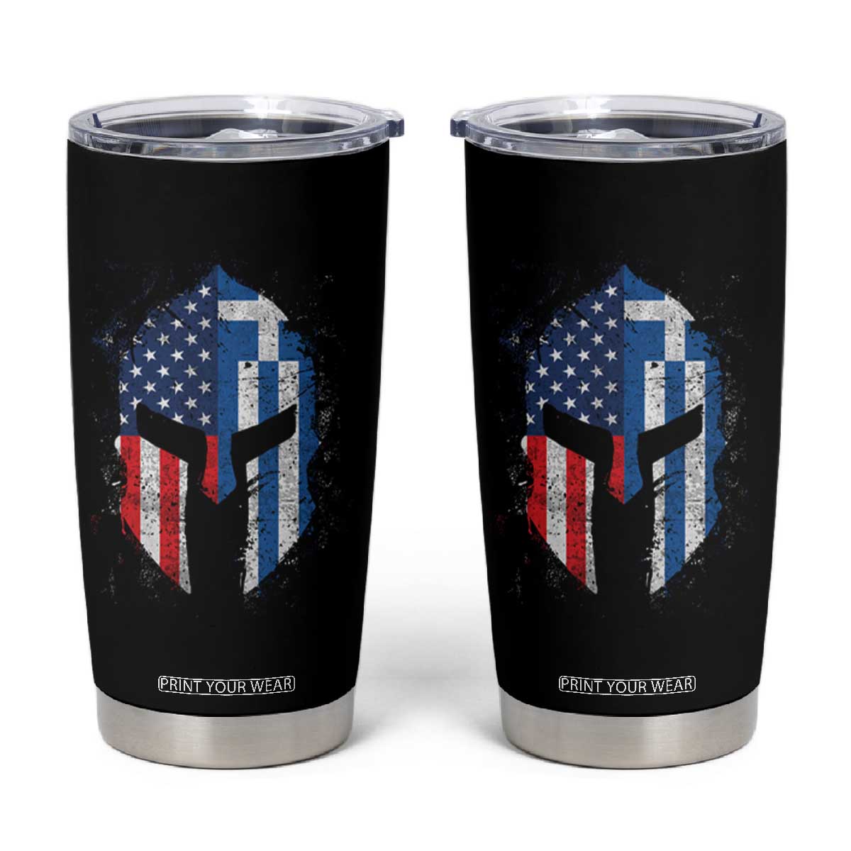 Greek American Pride Tumbler Cup Greece Spartan Helmet TS09 Black Print Your Wear