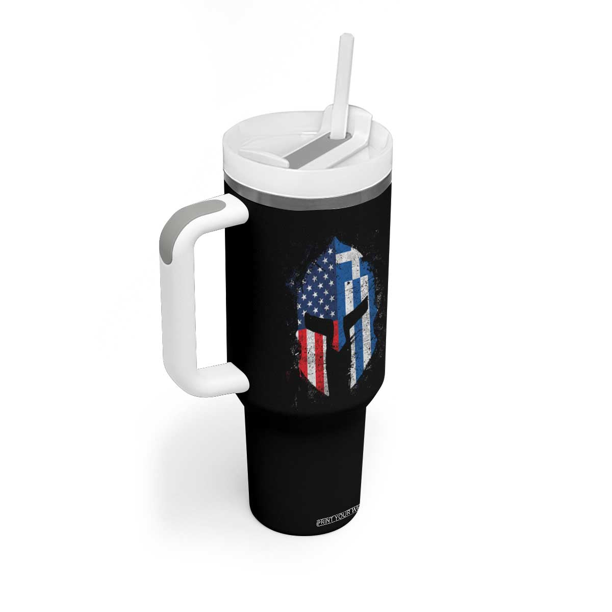 Greek American Pride Tumbler With Handle Greece Spartan Helmet TS09 Print Your Wear