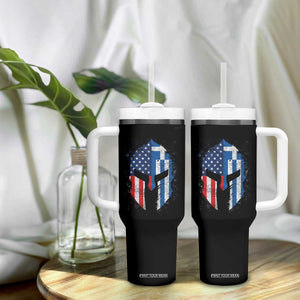 Greek American Pride Tumbler With Handle Greece Spartan Helmet TS09 Print Your Wear
