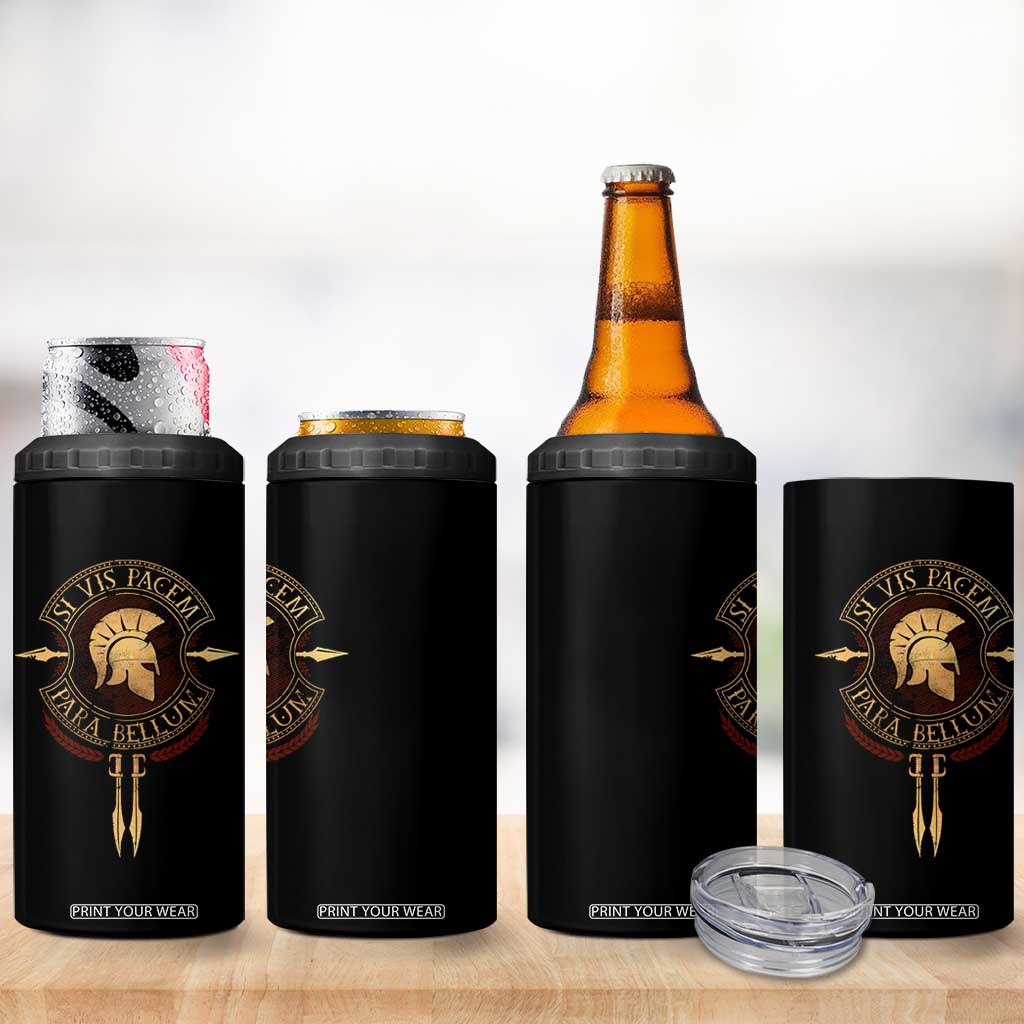 Sparta Greek 4 in 1 Can Cooler Tumbler Si Vis Pacem Para Bellum TS09 Print Your Wear