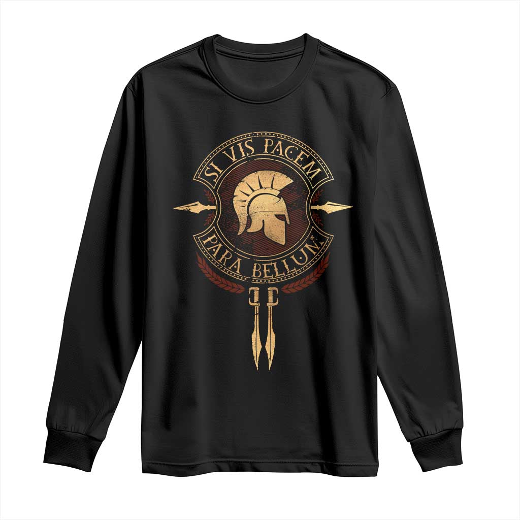 Sparta Greek Long Sleeve Shirt Si Vis Pacem Para Bellum TS09 Black Print Your Wear