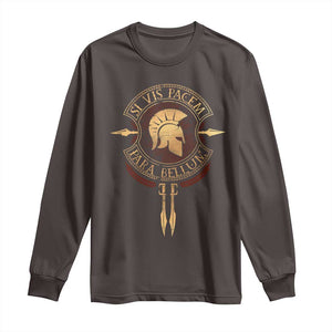 Sparta Greek Long Sleeve Shirt Si Vis Pacem Para Bellum TS09 Dark Chocolate Print Your Wear