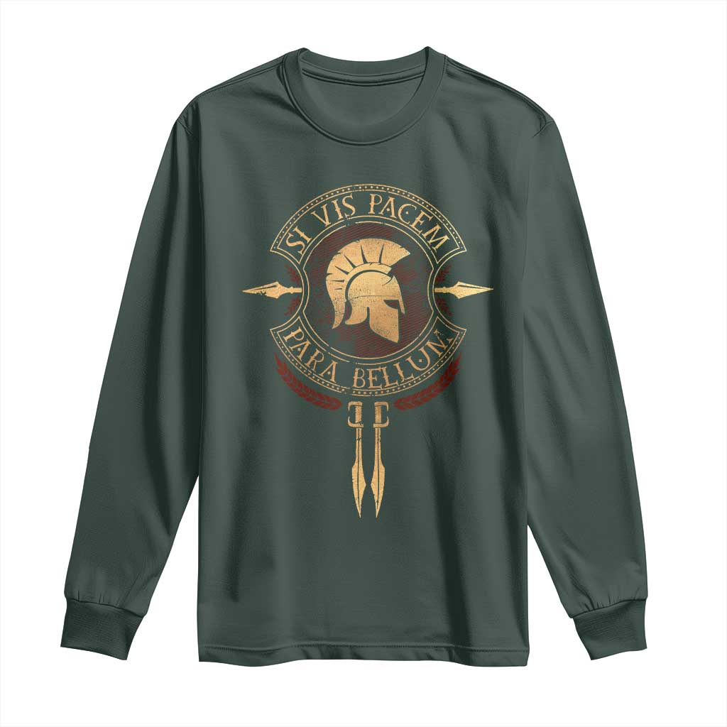 Sparta Greek Long Sleeve Shirt Si Vis Pacem Para Bellum TS09 Dark Forest Green Print Your Wear