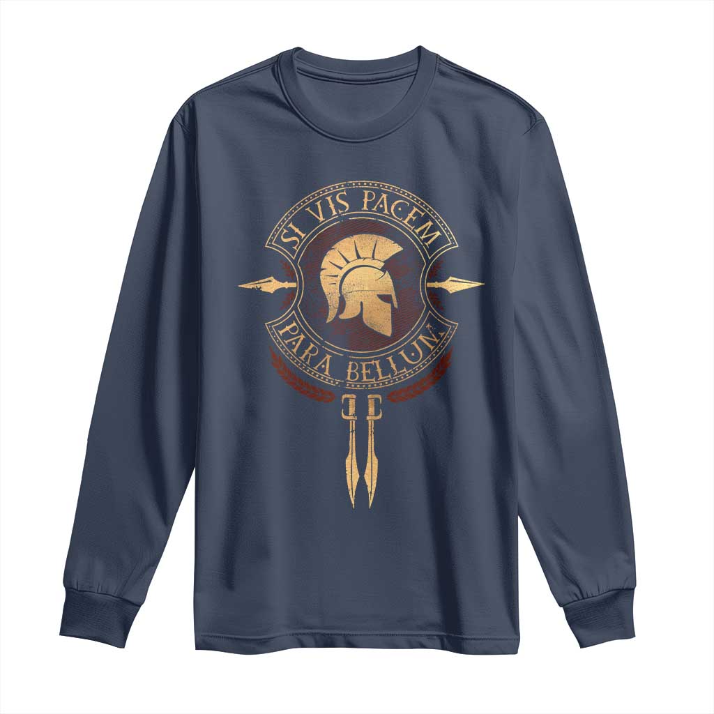 Sparta Greek Long Sleeve Shirt Si Vis Pacem Para Bellum TS09 Navy Print Your Wear