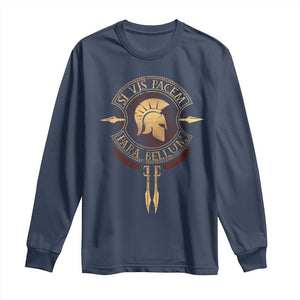 Sparta Greek Long Sleeve Shirt Si Vis Pacem Para Bellum TS09 Navy Print Your Wear