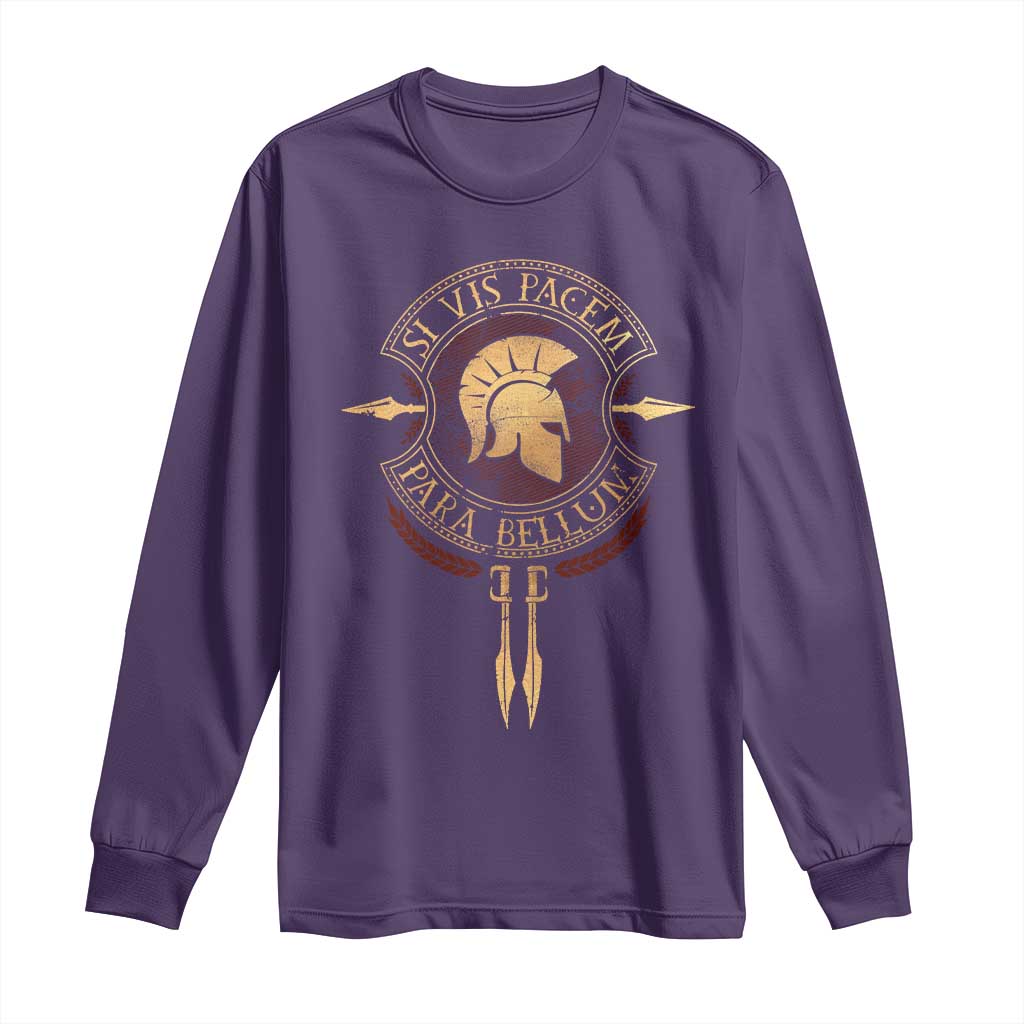 Sparta Greek Long Sleeve Shirt Si Vis Pacem Para Bellum TS09 Purple Print Your Wear