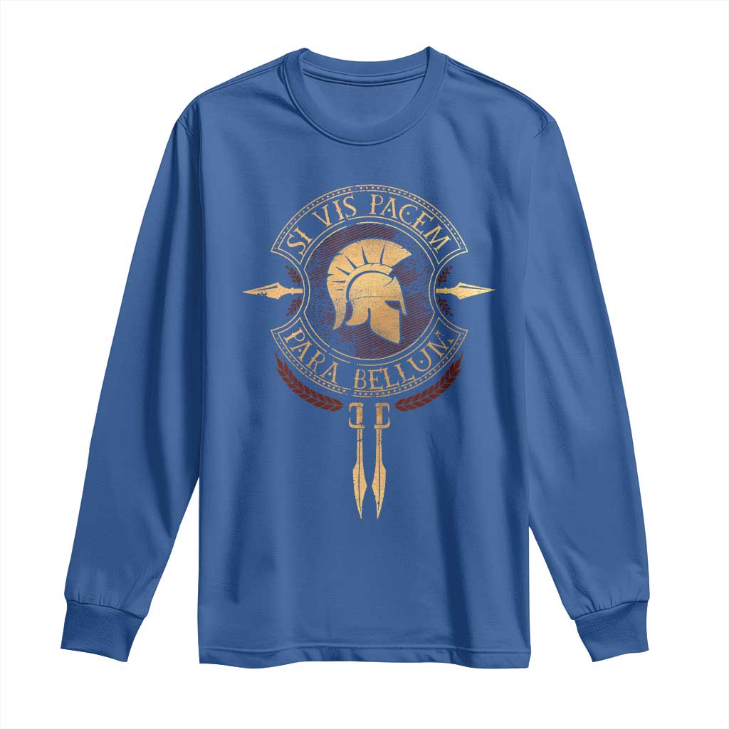 Sparta Greek Long Sleeve Shirt Si Vis Pacem Para Bellum TS09 Royal Blue Print Your Wear