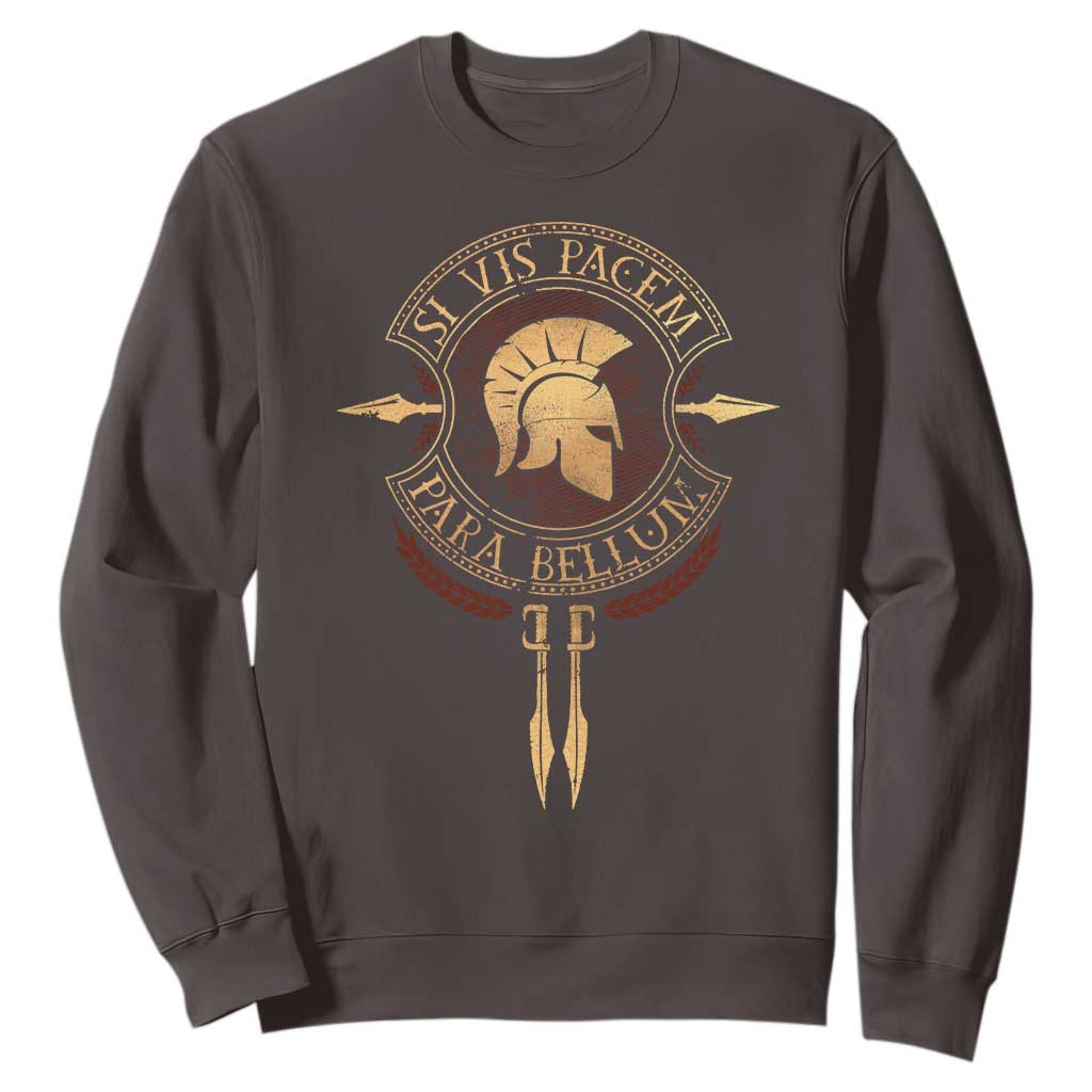 Sparta Greek Sweatshirt Si Vis Pacem Para Bellum TS09 Dark Chocolate Print Your Wear