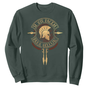 Sparta Greek Sweatshirt Si Vis Pacem Para Bellum TS09 Dark Forest Green Print Your Wear