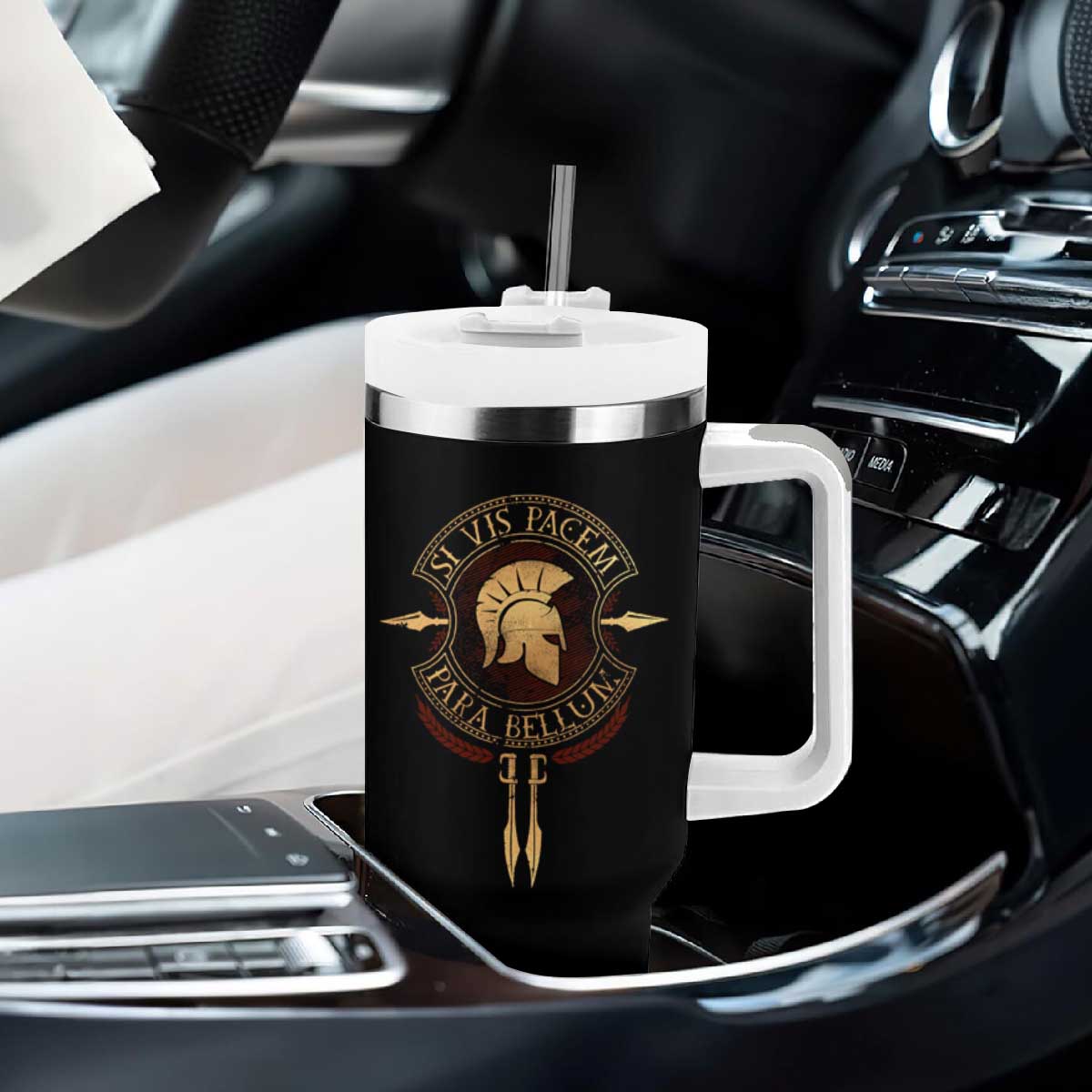 Sparta Greek Tumbler With Handle Si Vis Pacem Para Bellum TS09 Print Your Wear