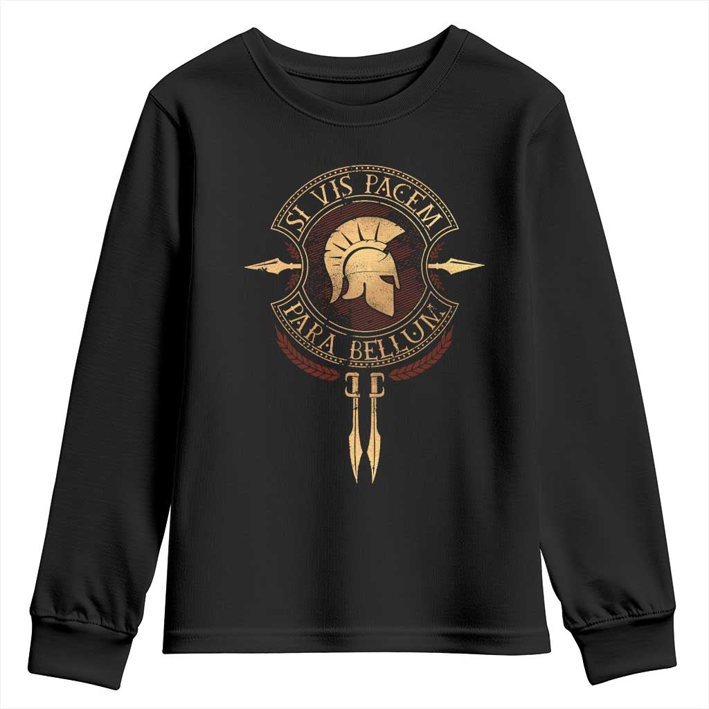 Sparta Greek Youth Sweatshirt Si Vis Pacem Para Bellum TS09 Black Print Your Wear