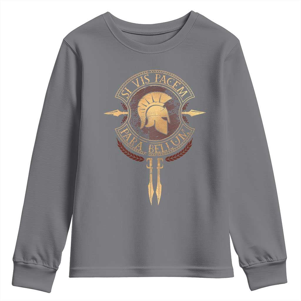 Sparta Greek Youth Sweatshirt Si Vis Pacem Para Bellum TS09 Charcoal Print Your Wear