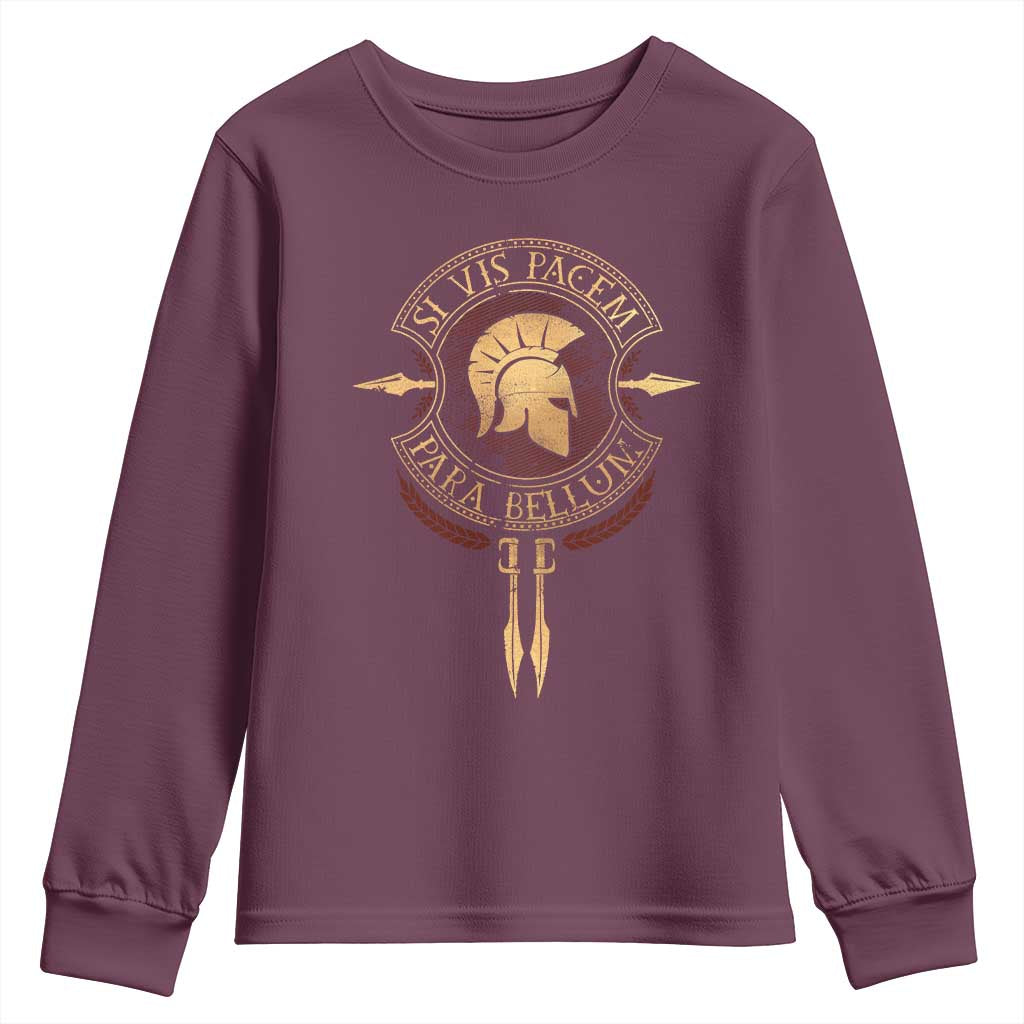 Sparta Greek Youth Sweatshirt Si Vis Pacem Para Bellum TS09 Maroon Print Your Wear